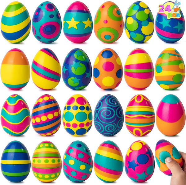 JOYIN 24 PCS Easter Eggs Colorful and Squishy Toy, Slow Rising Stress