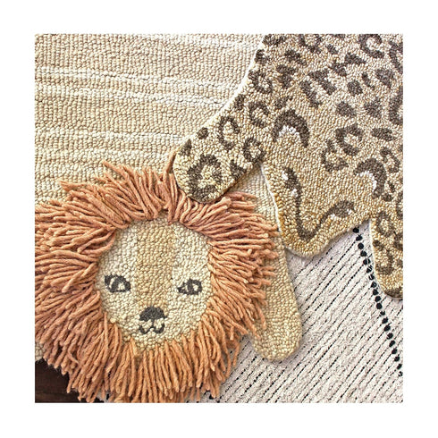 100% 23 36 Inches Crane Baby Lion Shaped Nursery Rug, Handmade Wool Safari Animal Rug for Baby Boy and Girl Nursery