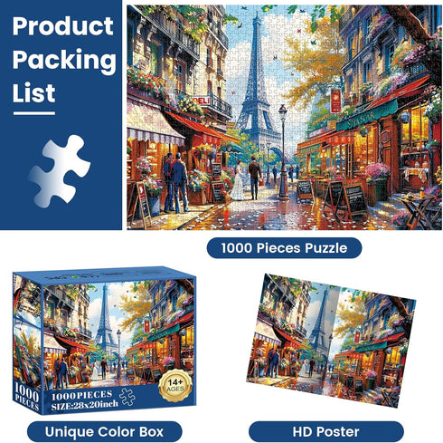 1000 1000 28 20 Pieces Puzzle for Adults - Charming Paris Puzzle for Adults Children - Recycled Paper Jigsaw Puzzle