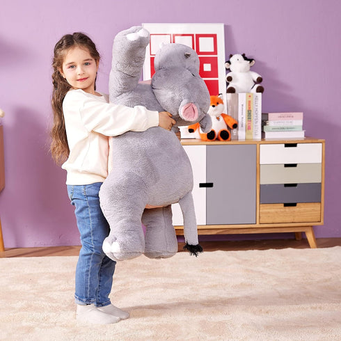 IKASA Giant Hippo Stuffed Animal - Large 30" Jumbo Plush Toy, Cute and Fluffy Gifts for Kids