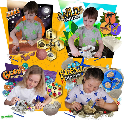 Dig & Discover - Gems Excavation from Deluxebase, Kids Science Kit for Gem Mining and Fossil Discovery