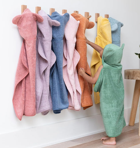 Set Bella Tunno Baby Bath Towel and Wash Mitt Soft Absorbent Hooded Towels and Mitt-Style Baby Washcloths, Oeko-TEX