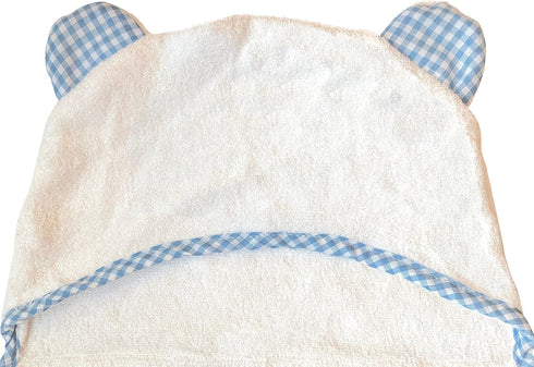 Set Channing & Yates Premium Organic Hooded Baby Towel and Washcloth - Softest Towel with Hood for Newborn - Boy Gift