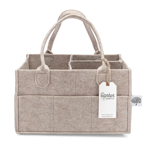 Parker Baby Diaper Caddy, Nursery Storage Bin and Car Organizer for Diapers and Baby Wipes, Oatmeal