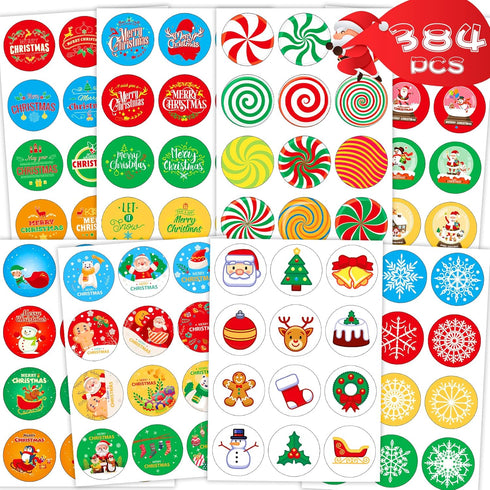 Christmas Stickers 32 Sheets with Snowman, Reindeer, Santa Claus, Kids Decals for Toys Gifts Crafts Decorations