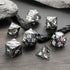 Set DNDND Colorful Stripe Metal Dice, Full Glitter Stripes Metallic DND Dice with Gift Metal Case for Dungeons