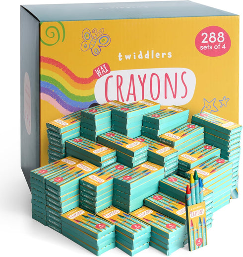 THE TWIDDLERS 288 Sets of 4-Packs (1,152 Bulk Crayons) Non-Toxic Individual Box