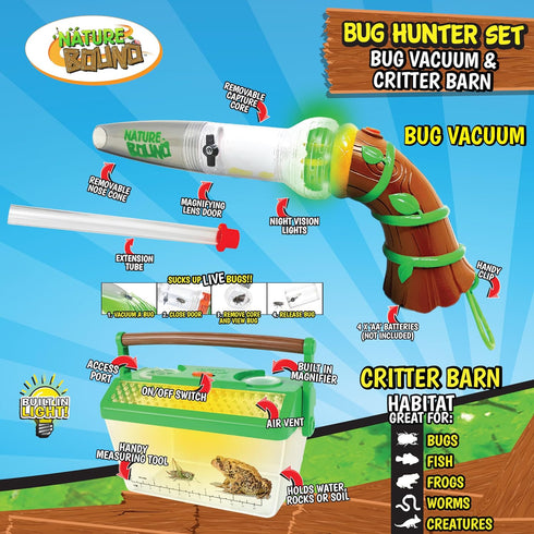 Nature Bound Bug Catcher Toy, Eco-Friendly Bug Vacuum, Complete Kit for Kids, Ages 3 to 12, Indoor/Outdoor Play, Green