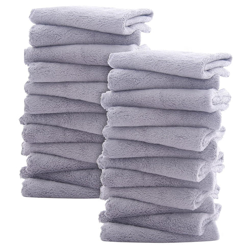 Sunny zzzZZ Ultra Soft 24 Pack Baby Washcloths - 10x10 Inches Coral Fleece, Extra Absorbent for Sensitive Skin