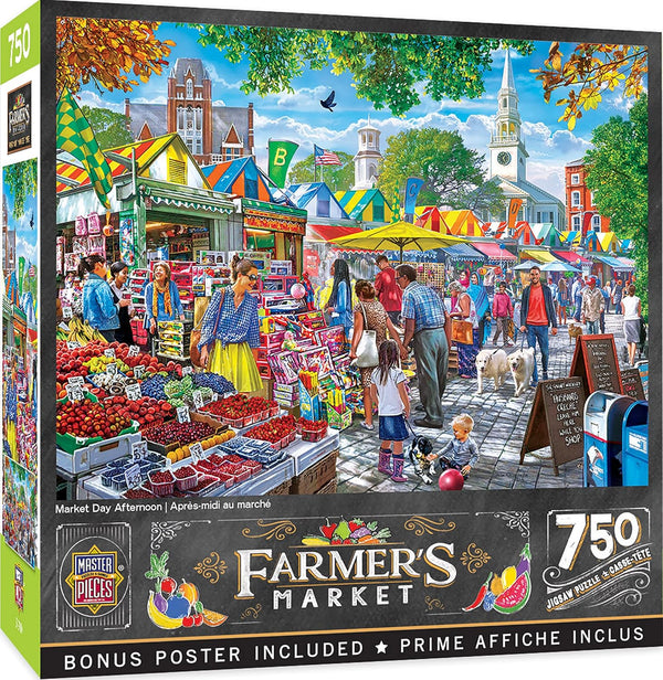 Market Day Afternoon 750 Piece Jigsaw Puzzle for Adults and Family - Masterpieces 18"x24"