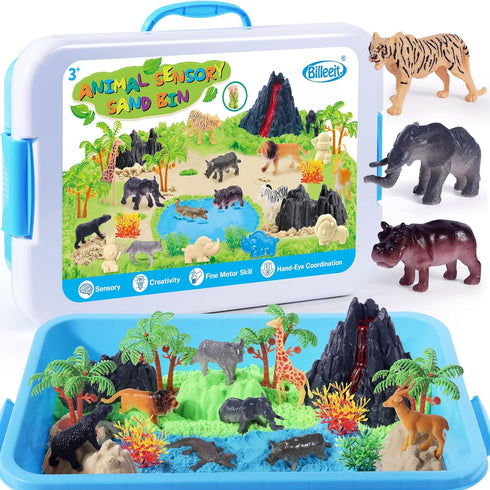 Billeeit Animal Sensory Bin Sand Toy, Play Sand Kit w/lid and 2.2lbs