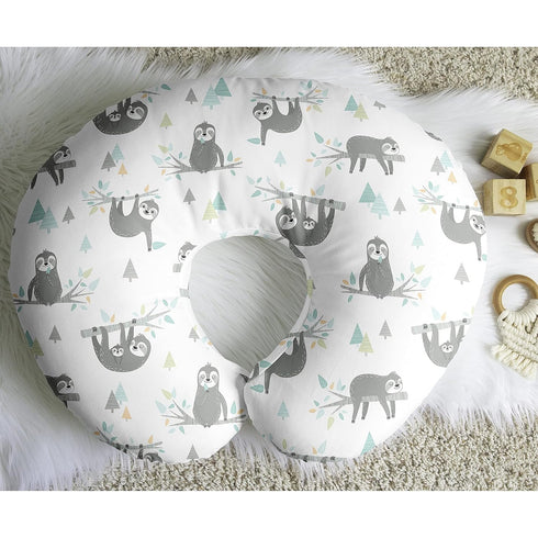 Sweet Jojo Designs Blue Jungle Sloth Nursing Pillow Cover Breastfeeding Pillowcase for Newborn Infant Bottle Breast