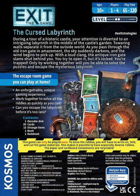 EXIT: The Cursed Labyrinth | Exit: The Game - A Kosmos Game | Family-Friendly Escape Room for 1-4 Players, Ages 10+