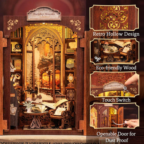 CUTEBEE Book Nook Kit - DIY Miniature House Kit for Adults, Teens, Beginners, Tiny House Library Model Decor (Bookshop