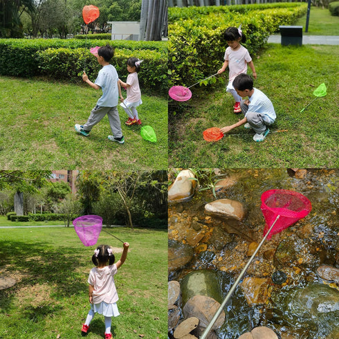 #1 M-jump 3 Pack Colored Telescopic Butterfly Nets, Great for Catching Insects, Extendable from 6.8" to 34"