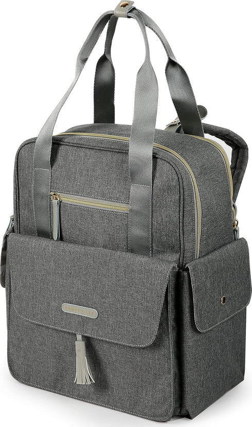 Dabney Lee Baby Harbour Expansion Backpack Diaper Bag, Grey