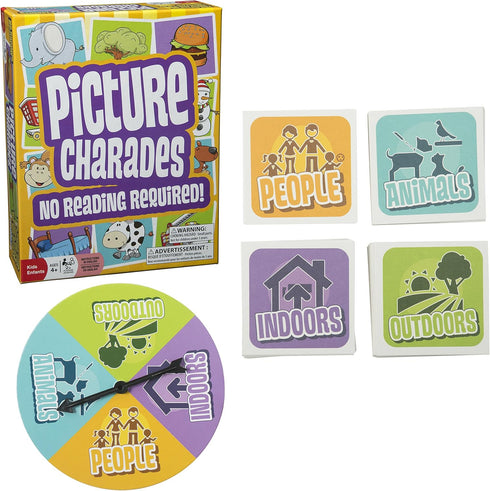 Outset Media Picture Charades for Kids - No Reading Required! - 4 Decks, 192 Cards Total - Ages 4+