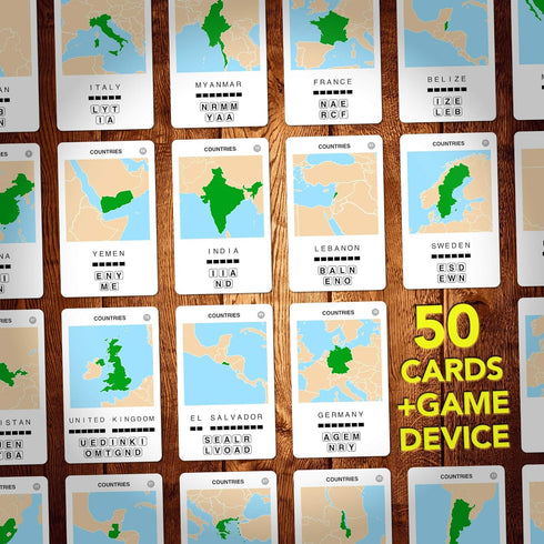 100 PICS Countries of The World Travel Game - Flash Cards with Slide Reveal Case for Kids and Adults, Ages 6+