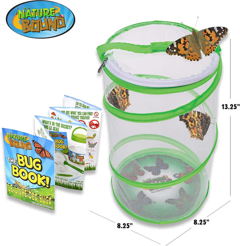 Nature Bound Butterfly Growing Kit - Live Caterpillar to Butterfly Project for Kids, STEM Learning Guide, Green Pop-Up