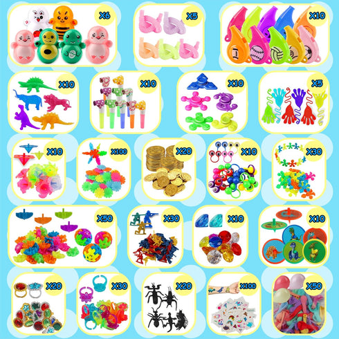 Kiss Monkey 640 PCS Prize Treasure Box Toys, Classroom Party Favors for Kids, Fidget Toys Bulk, Goodie Bags Stuffers
