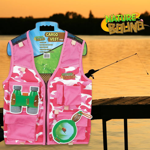 5-8, NB525) Nature Bound Explorer Kids Cargo Vest for Fishing, Troops, Boating, Outdoor Play, or Safari Costume. Pink
