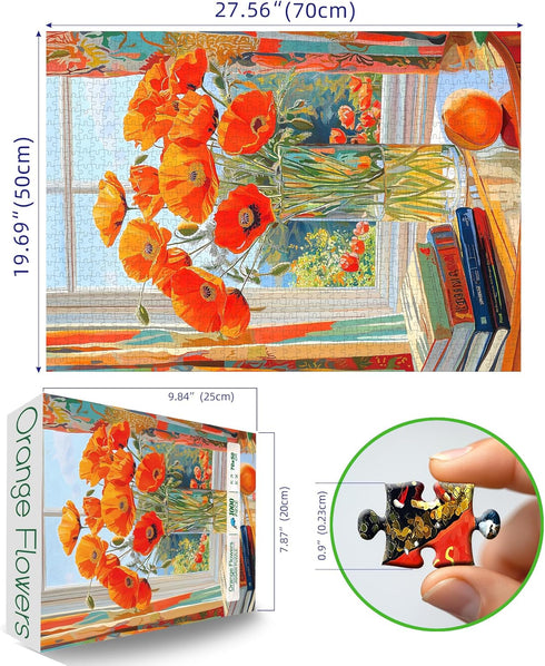 1000 27.5X19.7 Piece Puzzles for Adults Clearance, Beautiful Springtime Flowers Puzzle for Adults, Impossible Challenge