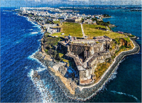 MyPuzzle Premium 500 Piece Jigsaw Puzzle, Aerial View of Castillo San Felipe Del Morro, Puerto Rico