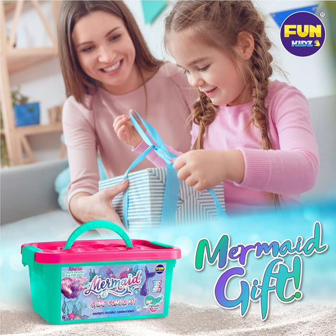 Summer Shimmer 8-12 Gift Mermaid Slime Kit for Girls, FunKidz Slime Making Kit for Kids Age DIY Soft Glitter Glossy