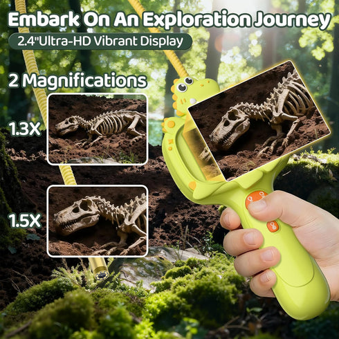 GMYGBY 2.4" 4 5 6 7 8 9 10-Year-Old Dinosaur Borescope Snake Camera Toy: Kids Outdoor Toy Kits, Camping Exploration