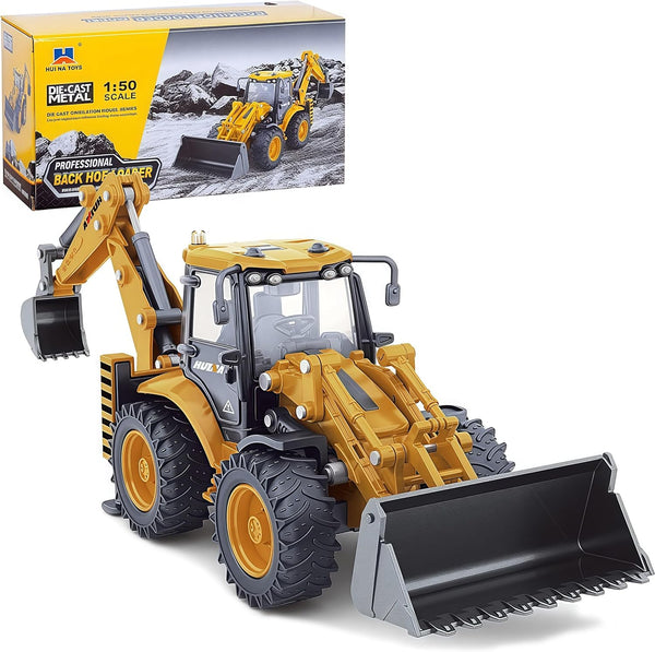 Gemini&Genius Backhoe Loader Toy for Kids, Heavy Duty Wheeled Excavator Loader Construction