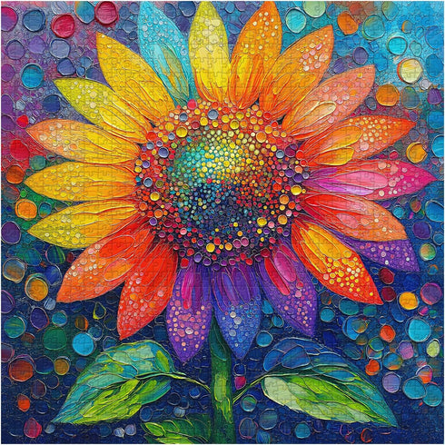 PICKFORU 1000 1000 Sunflower Puzzles for Adults Pieces, Impossible Rainbow Flower Jigsaw Puzzles, Colorful Gradient