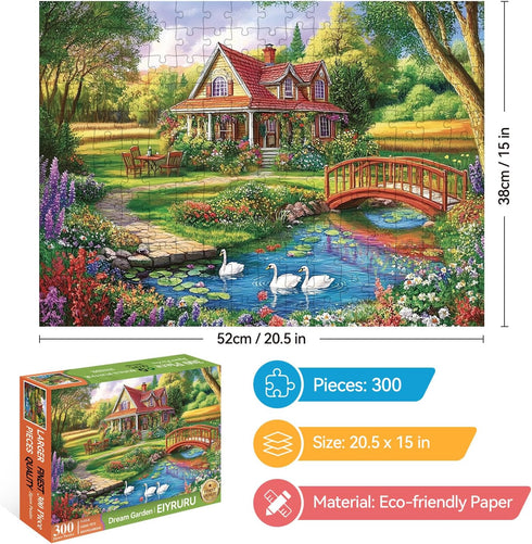 EIYRURU 300 Countryside 20.5x15 Piece Jigsaw Puzzle for Adults, Spring Floral Jigsaw Puzzle, Challenging Puzzles