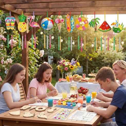 JellyArch 30 Pack Summer Summer Wind Chime Making Kit for Adults Make Your Own Wind Chime Beach Wooden Ornaments