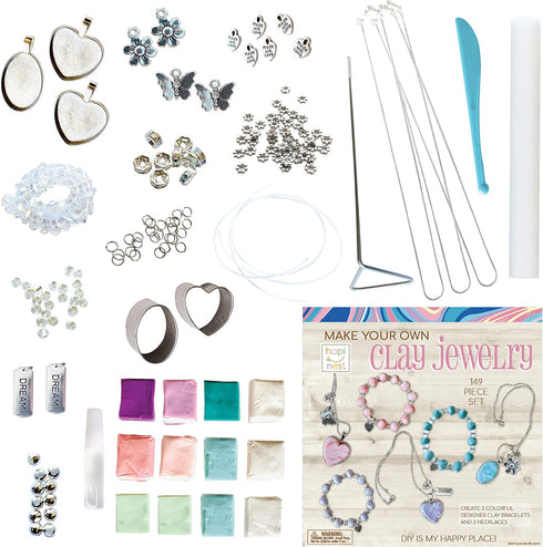 Hapinest Make Your Own Clay Jewelry Arts and Crafts Kit for Girls Gifts Ages 8 9 10 11 12 Teen Years Old and Up - 3 Bracelets and 3 Necklaces by Hapinest