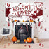 Halloween Scary Decorations Set: Horror Banner, No One Leave Backdrop, Bloody Footprints, Handprints Floor Clings,