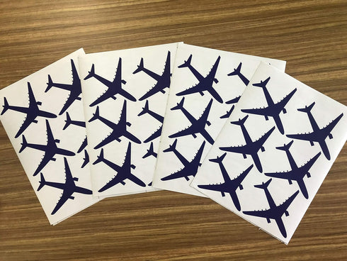 Melissalove 24pcs/Set Airplane Wall Pattern Decals for Kids Room, Dark Blue DIY Wall Decor Stickers