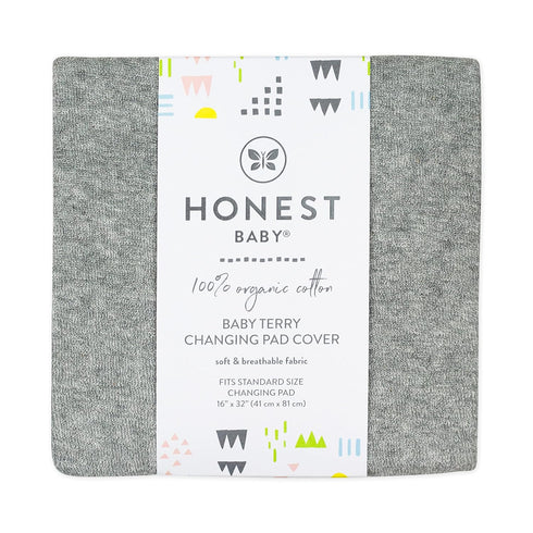 HonestBaby Unisex Baby Organic Cotton Changing Pad Cover and Toddler Sleepers, Gray Heather