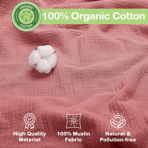 100% 3 Pack 38x40 Inch) Organic Cotton Muslin Baby Blanket - Breathable Swaddle, Hypoallergenic Double-Layer, Versatile