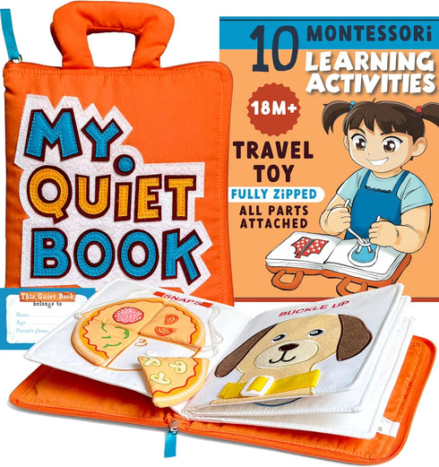 BAVY My Quiet Book - Toddler Travel Essential, Car Airplane Activity Book,