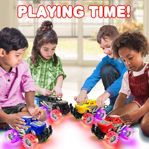 ArtCreativity 4-Pack Light Up Monster Trucks for Boys and Girls, Toddler Monster Truck Toys for Ages 3-8