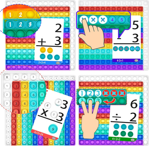 COOVA Math Games for Kids - Flash Cards for Kids - Pop it Practice with Addition, Subtraction, Multiplication