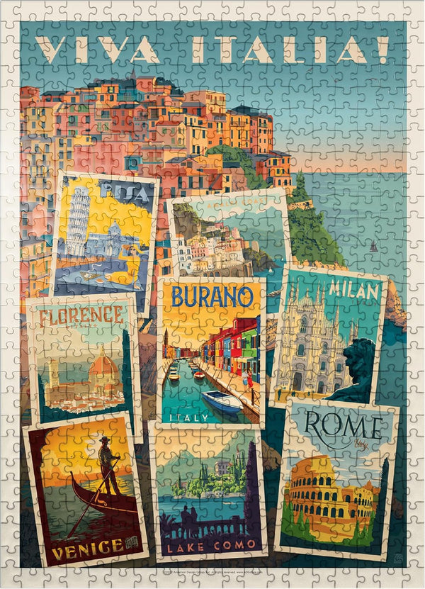 MyPuzzle Italy: Viva Italia! Collage Vintage Poster - Premium 500 Piece Jigsaw Puzzle for Adults