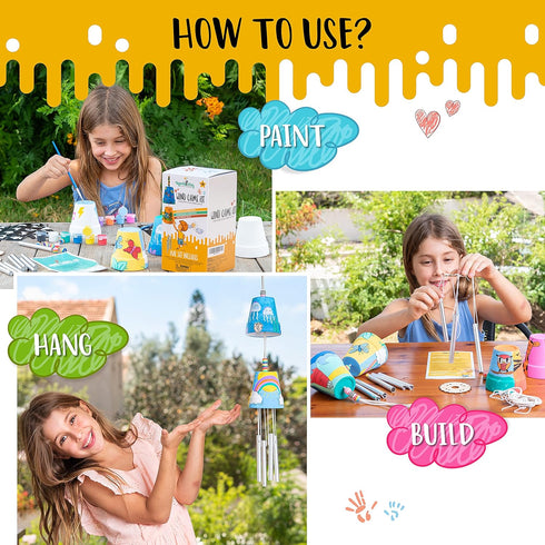 2-Pack 612 Make Your Own Wind Chime Craft Kit, Large Bells, Stencils & Beads | DIY Arts and Crafts for Kids Ages |