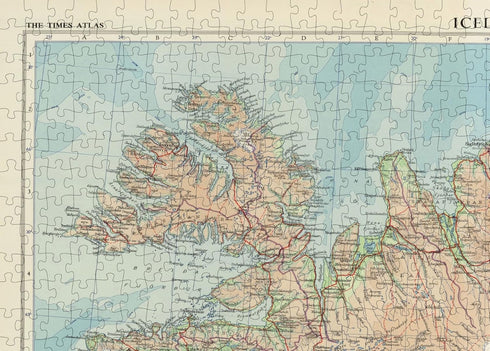 1959 Map of Iceland, 1000 Piece Adult Jigsaw Puzzle for Iceland Lovers