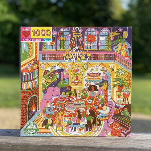 eeBoo Piece and Love Family Dinner Night, 1000 Piece Square Jigsaw Puzzle for Friends and Family