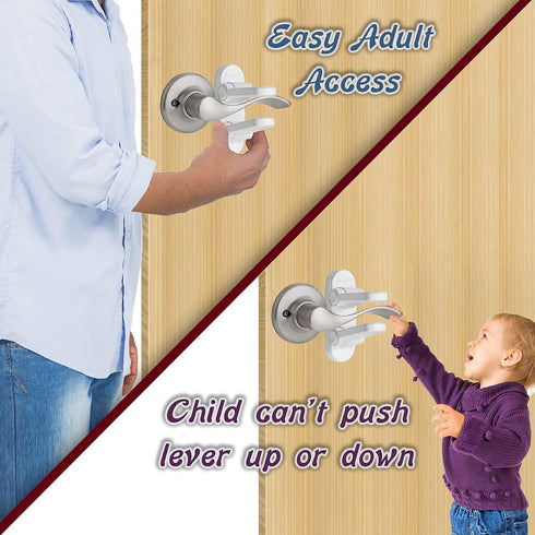3 Pack Door Lever Baby Safety Lock, Child Proof Door Handle Lock with 3M Adhesive for Baby Proofing