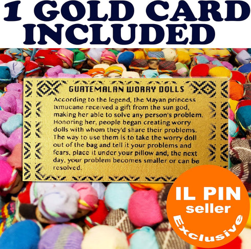 24 Super Cute Worry Dolls + 1 Free Guatemalan Fabric Bag - Mayan Worry People for Anxiety Relief