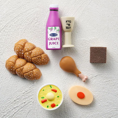 Set Rite Lite My First Shabbat Play Food - Jewish Kids Gift, Pretend Play Judaica Toy - Includes Challah, Grape Juice