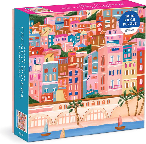 Galison French Riviera - 1000 Piece Puzzle - Bright Artwork of French Architecture by The Sea