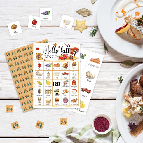 Fall Bingo Game Cards, Autumn Bingo Games for Adults, Thanksgiving Party Birthday Decor Favors